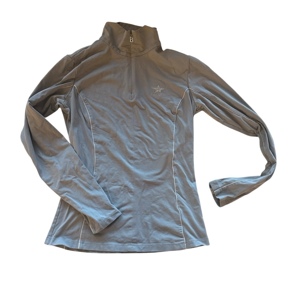 Bogner Ski Snow Winter Long sleeve top Women's Gray Quarter-Zip Sz S Grey Jersey